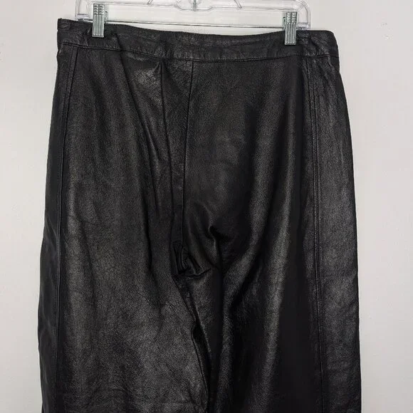 Bagatelle Vintage 90s Black Leather Pants Relaxed Fit High Waist Size 12 - Picture 9 of 9